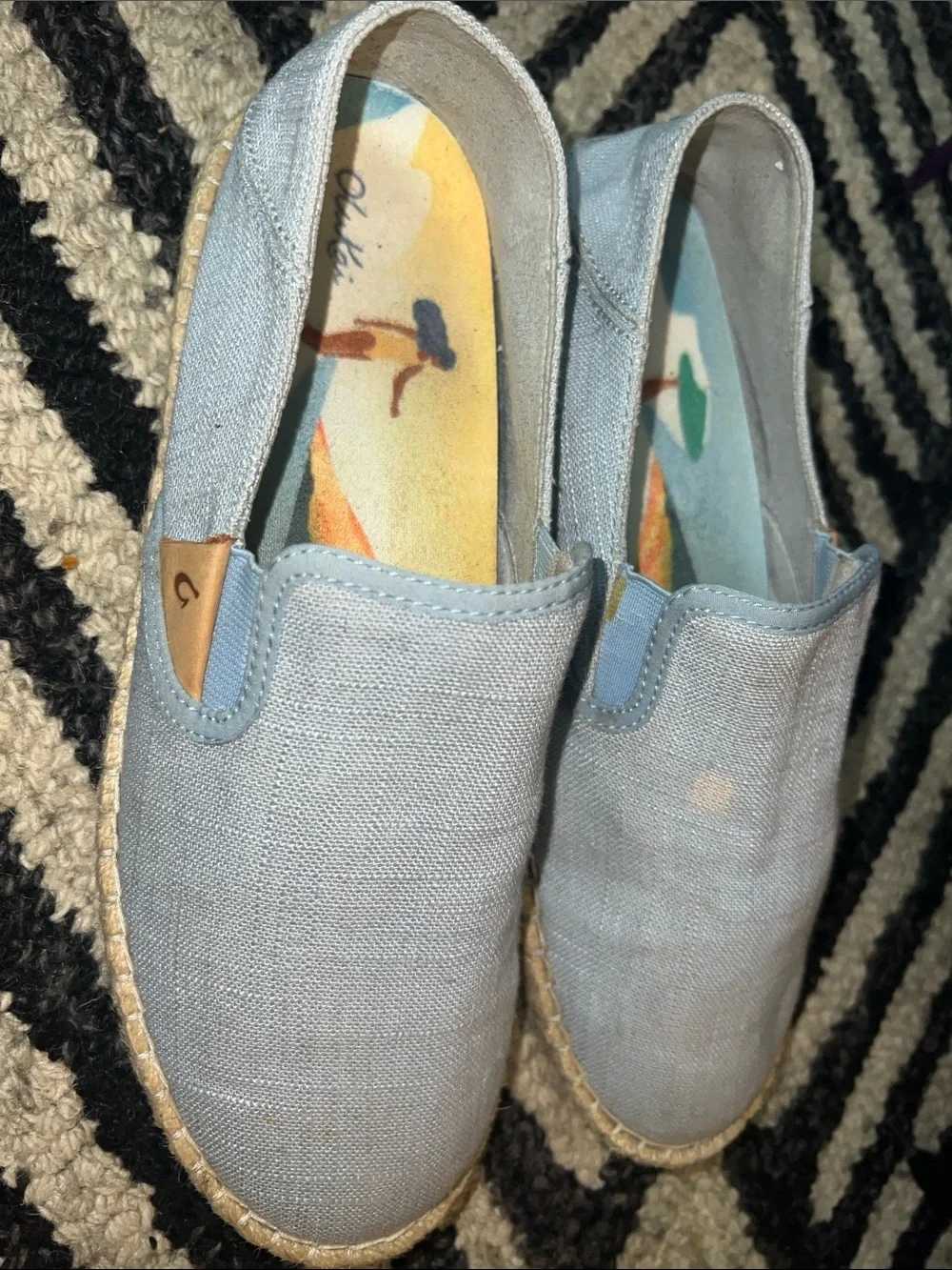 OluKai Light Blue Canvas Slip-On Espadrilles for Men